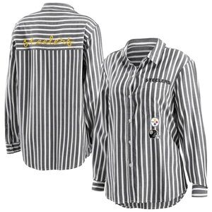 WEAR by Erin Andrews Pittsburgh Steelers striped long-sleeve button up shirt